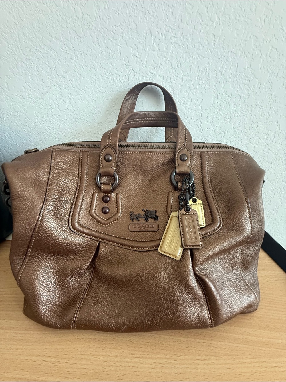 Coach Madison Bronze Leather Tote with Three Hangtags